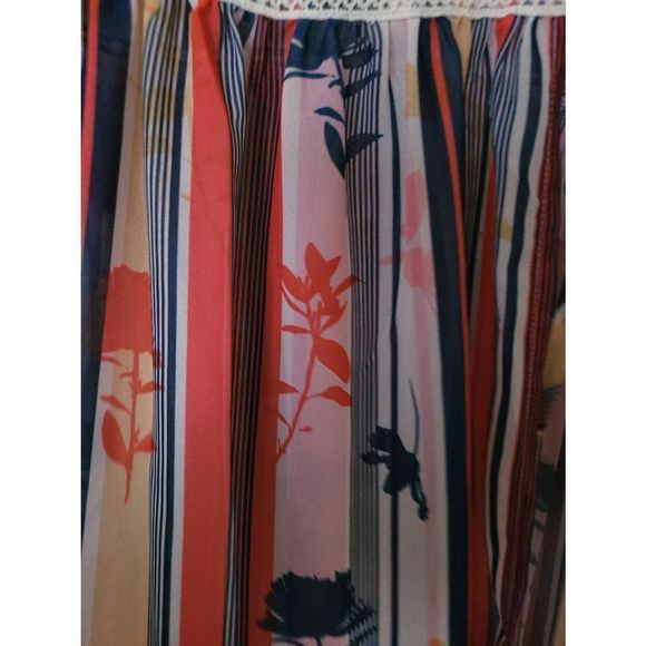 Tempotrek Cover-up Size XL Multicolor Striped Floral Print With Crochet Tye New - Picture 5 of 7